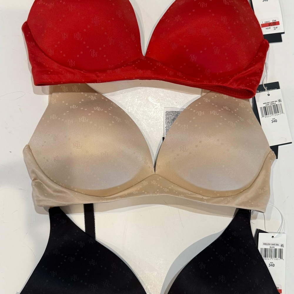 Ralph Lauren Comfort Collection Repeat-logo Wireless T-shirt Bras 34D